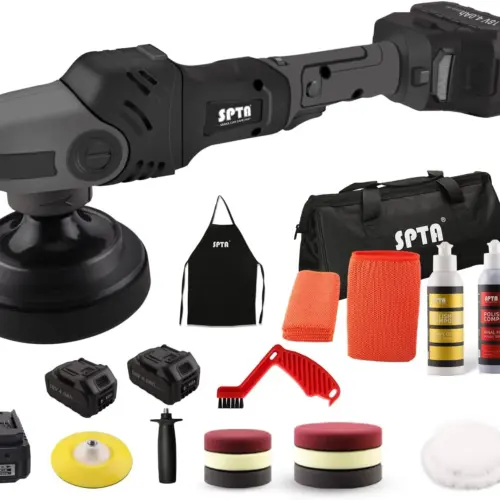 Buffer Polisher. 18V Cordless Rotary Polisher. 4Inch & 5Inch Car Polisher with 7 Variable Speed 2Pcs 4.0Ah Battery. 2 Backing Plate. 6 Polishing Pads. 2 Wool Pads for Car Polishing and Waxing