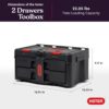 Keter Stack-n-Roll Modular Tools Organizer for Garage Storage and DIY. 3 Piece Resin Rolling Tool Box System for Small Parts