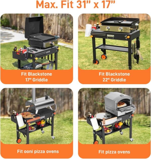 A399DD29-7853-C5BC-95AC-EE394F54A5FD.jpg Portable Outdoor Grill Table. Folding Grill Cart Solid and Sturdy. Blackstone Griddle Stand Large Space. Blackstone Table with Paper Towel Holder. Grill Stand for Blackstone Griddle. Ninja Grills etc