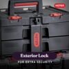 Keter Stack-n-Roll Modular Tools Organizer for Garage Storage and DIY. 3 Piece Resin Rolling Tool Box System for Small Parts