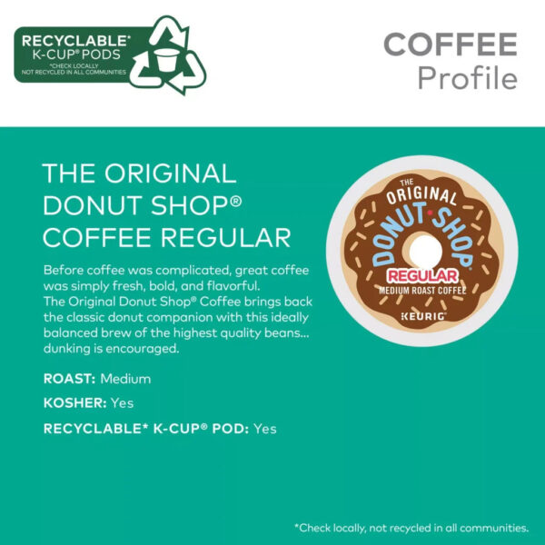 A7650499-49CB-841D-010E-BF99E1AA5464 The Original Donut Shop Medium Roast Coffee Pods, 100 Count – Compatible with Keurig K-Cup Brewers, Kosher Certified