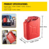 VEVOR Jerry Fuel Can with Flexible Spout System. 5.3 Gallon/20 L