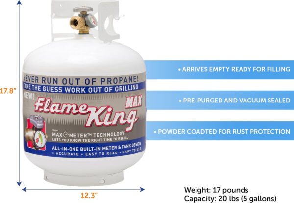 AB680807-E13A-B537-BEB2-7B6D6DEE7EDE.jpg Pound Steel Propane Tank Cylinder with OPD Valve and Built-in Gauge. 20 lb Vertical-Flame King