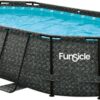 Funsicle 167 by 98 by 39.5 Inches Oasis Designer Oval Frame Outdoor Above Ground Swimming Pool Pool Set with Accessories. Dark Herringbone Gray
