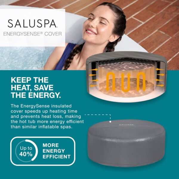 ABFA073B-B725-03B4-985C-5AE5D7F96BDA.jpg Bestway SaluSpa Fiji AirJet Large Round 2 to 4 Person Inflatable Hot Tub Portable Outdoor Spa with 120 AirJets and EnergySense Cover. Grey