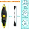 KP Inflatable Kayak 2 Person with Sun Canopy (Detachable) + Kayaks for Adults + 3rd Seat for Dog/Child + Waterproof Phone Bags + Adjustable Seats + Kayak + Backrests & More + New 2024 + Yellow Green
