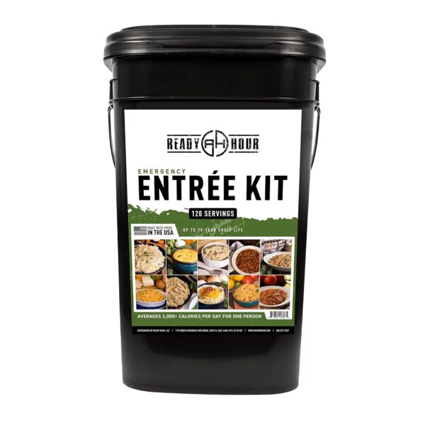 AE1B6B8A-5440-C0A4-9B63-9F1859D4826E.jpg Ready Hour. Emergency Meal Entrées. Real Non-Perishable Meals. 25-Year Shelf Life. Portable Flood-Safe Container. 120 Servings