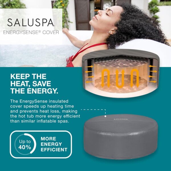 AE7B4E3F-DDF4-68A8-BFC0-1B23A14F563C.jpg Bestway SaluSpa Fiji AirJet Large Round 2 to 4 Person Inflatable Hot Tub Portable Outdoor Spa with 120 AirJets and EnergySense Cover. Grey