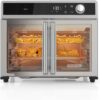 Crisp 'N Bake Air Fryer Toaster Oven Combo. 12 in 1 Countertop Convection Oven Cooks Food Fast. Fits a Whole Pizza or 6 Toast Slices. French Doors with Stainless Steel Finish