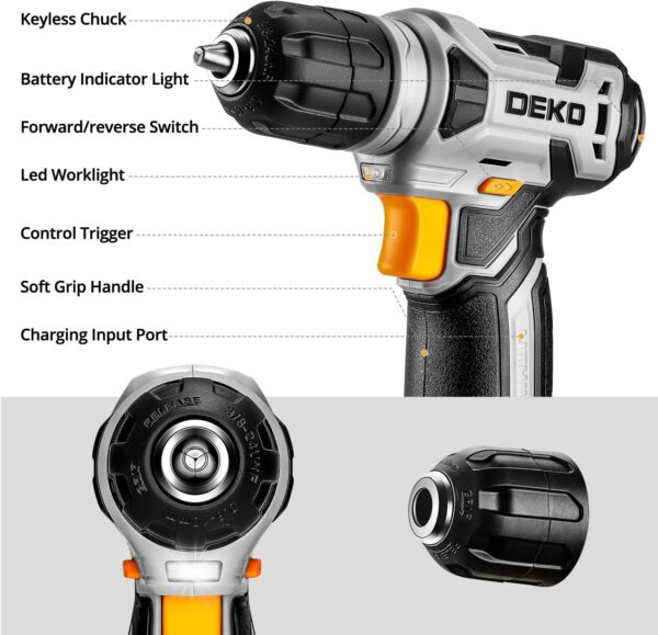 B14C9048-4158-E48C-2A10-46C5B617C663.jpg DEKOPRO Tool Set:Tool Kit with 8V Cordless Drill.Tool Box with Drill.Hand Drill Set for Men & Women.Home Tool Kits for House Repair.Handyman.DIY 126 Piece