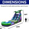 HeroKiddo 16' Purple Tropical Lightweight Premium Commercial Grade Water Slide Inflatable with Attached Pool for Kids and Adults (with Blower). Wet Dry Use. Summer Fun