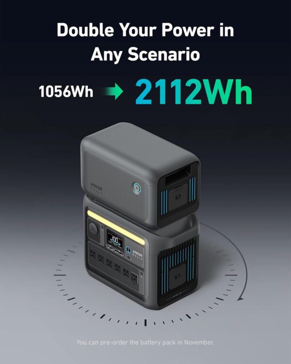 B6AD2E19-E3E4-9E40-3A70-CD7C2F993386.jpg Anker SOLIX C1000 Portable Power Station with 200W Solar Panel. 1800W Solar Generator. 1056wh LFP (LiFePO4) Battery. 6 AC Outlets. Up to 2400W for Home. Power Outages. and Outdoor Camping