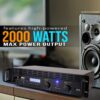 2-Channel Bluetooth Power Amplifier - 2000W Bridgeable Rack Mount Pro Audio Sound Wireless Home Stereo Receiver w/TRS XLR Input.LCD. Bridge Mode. Cooling Fan - Entertainment Speaker System