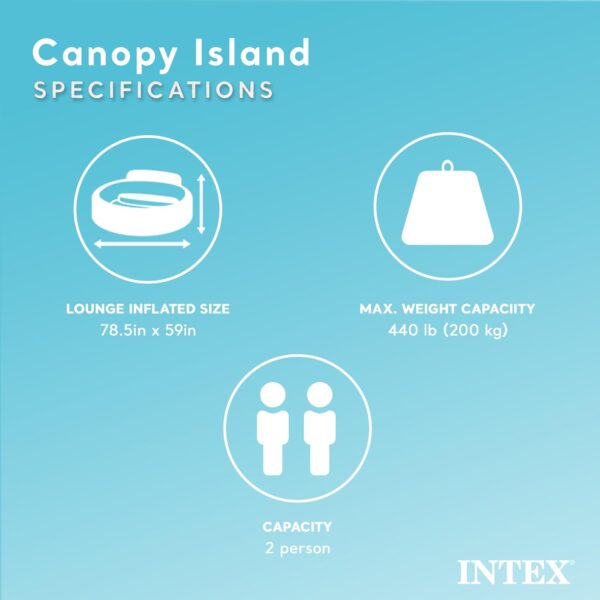 BAFC4685-73F2-E7C8-4A8A-0137838210A5.jpg 58292EP Canopy Island Inflatable Pool Float: Comfortable Lounge Surface – Built-in Cup Holders – Detachable Sunshade – 440lb Max Weight Capacity – 78.5" x 59"