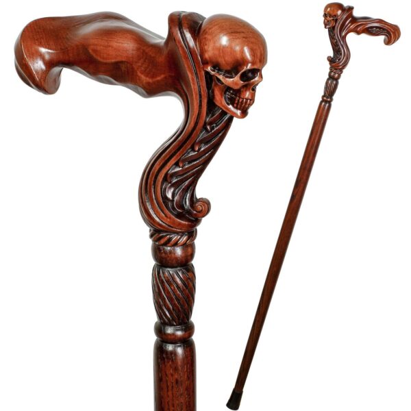BAFD2A0A-F54B-00B4-ED09-383E7EB12D66.jpg Skull Cane Wooden Walking Stick - Ergonomic Palm Grip Handle