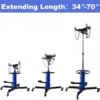 1660 Pounds Hydraulic Car Transmission Jack Vertical Lift with 360° Swivel Wheel Pedal .Blue.33"-70"(0.75Ton)