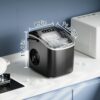 Ice Maker Countertop. Efficient Easy Carry Ice Machine. Self-Cleaning Ice Maker with Ice Scoop & Basket. 9pcs/ 8mins 26.6Lbs Per Day for Home/Office/Kitchen.Black