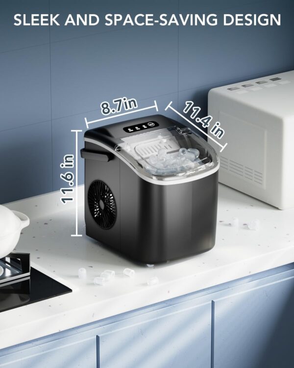 BE866725-D237-F754-A7D2-8926C265CB35.jpg Ice Maker Countertop. Efficient Easy Carry Ice Machine. Self-Cleaning Ice Maker with Ice Scoop & Basket. 9pcs/ 8mins 26.6Lbs Per Day for Home/Office/Kitchen.Black
