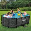 Funsicle 167 by 98 by 39.5 Inches Oasis Designer Oval Frame Outdoor Above Ground Swimming Pool Pool Set with Accessories. Dark Herringbone Gray