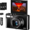 4K Digital Camera for Photography. 64MP Vlogging Camera for YouTube with 3" 180° Flip Screen. 18X Digital Zoom Point and Shoot Camara with 32GB Micro SD Card for Beginner (Black)
