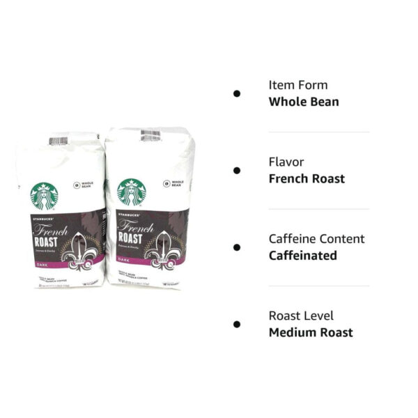 C05451CC-7283-91C8-1ABE-96AF73603F92 Starbucks French Roast Whole Bean Coffee, 80 Oz, Intense & Smoky Flavor, 2 x 40 Oz Packs