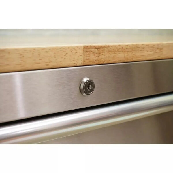 C3888B00-13E5-B168-5C2B-03935223CFEC.jpg 72 in 18-Drawer 24 in. D Mobile Workbench with Solid Wood Top Stainless Steel