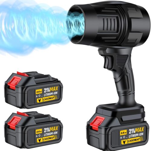 Electric Cordless Leaf Blower. Handheld Electric Leaf Blower. Mini Jet Dry Blower Fan with 2 Packs 2.6Ah Batteries and Charger. Violent Turbo Jet Blower for Lawn. Patio. Outdoors. Car. Home