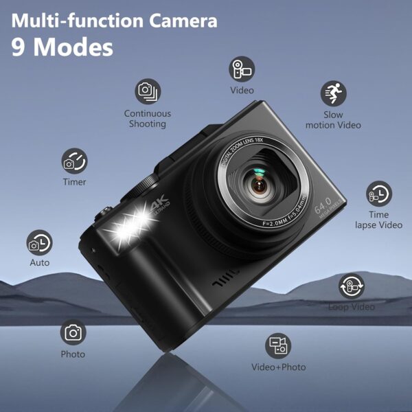 C4FE9DD6-74F1-E4C0-FEA4-B79CF22CBDC0.jpg 4K Digital Camera for Photography. 64MP Vlogging Camera for YouTube with 3" 180° Flip Screen. 18X Digital Zoom Point and Shoot Camara with 32GB Micro SD Card for Beginner (Black)