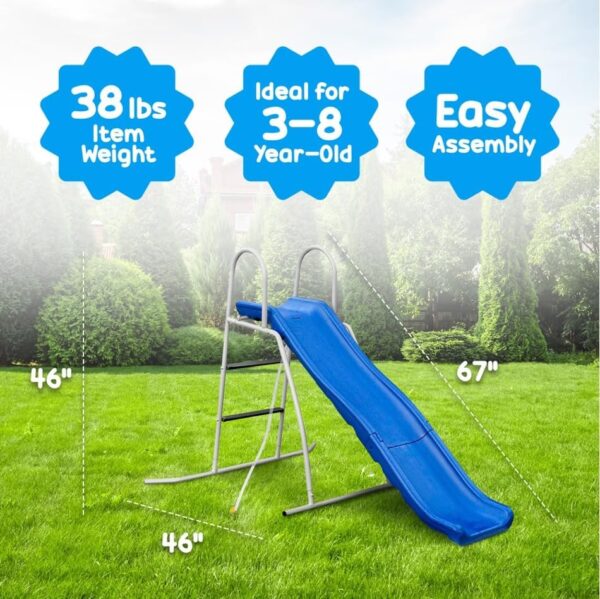 CB5933AB-0DA1-098A-8CFD-E05E46937010.jpg XDP Recreation 6 Foot Water Wave Slide with Built In Adjustable Sprinkler. Freestanding with Ground Pad and Hose Extension for Lawn Fun. Ages 3 to 8