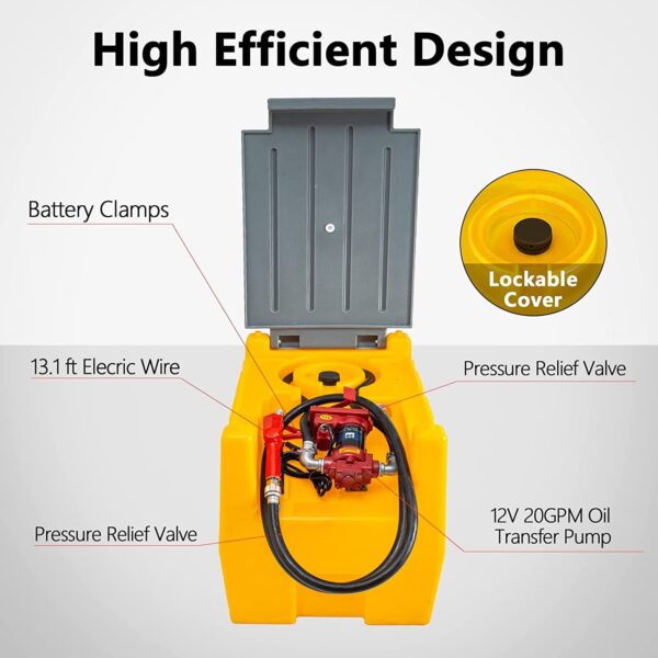 CEDB615E-57E2-30F5-8E5B-86B2EBB13396.jpg TECSPACE 58 Gallon Gasoline Tank. Portable Fuel Tank with 12V Electric Fuel Transfer Pump. 40 GPM Gasoline Fuel Tank with 4 Meters Hose for Gasoline Transportation (Yellow. 58 gal)