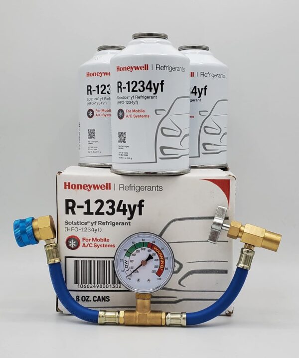 CF7CAED1-43A9-82FF-5E4F-1486E6BDE8A0.jpg Genuine 8oz R1234YF Refrigerant (3 Freon Cans) & HD Brass Can Tap with Gauge-Honey Well