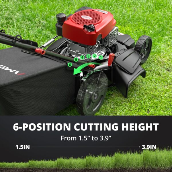 D07AA1F1-F99C-E92D-6F43-BF224CFC729F.jpg 21" Steel Deck Gas Lawn Mower. Heavy-Duty 3-in-1 Push Mower. 144cc 4-Stroke Engine. 6-Position Height Adjustment. Large 1.4 Bushel Grass Catcher. Durable & Efficient for Yard & Garden