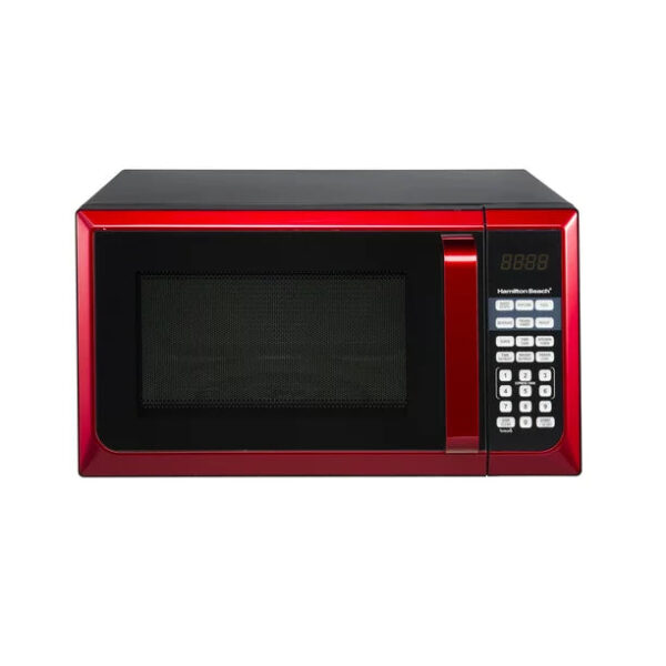 D51F7B11-1564-80DE-777E-39B3CF39A2A2 Hamilton Beach Stainless Steel 0.9 Cu. ft. Red Microwave Oven, Red Stainless Steel