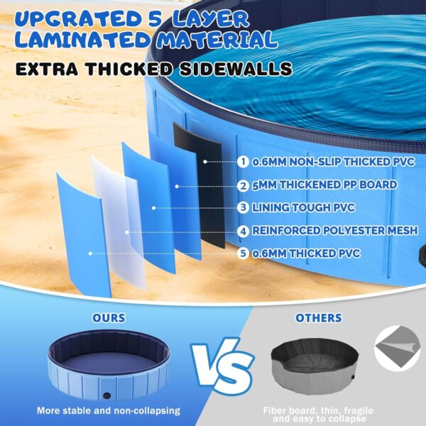 D593B41B-6948-0074-B821-A087D0AB8A67.jpg Foldable Dog Swimming Pool. 120"x20" Oversize Collapsable Hard Plastic Potable Bathing Tub for Pet Dog Kiddie Pool Indoor and Outdoor Leakproof PVC Play Pool for Large Dogs Pets Puppy Kids Blue