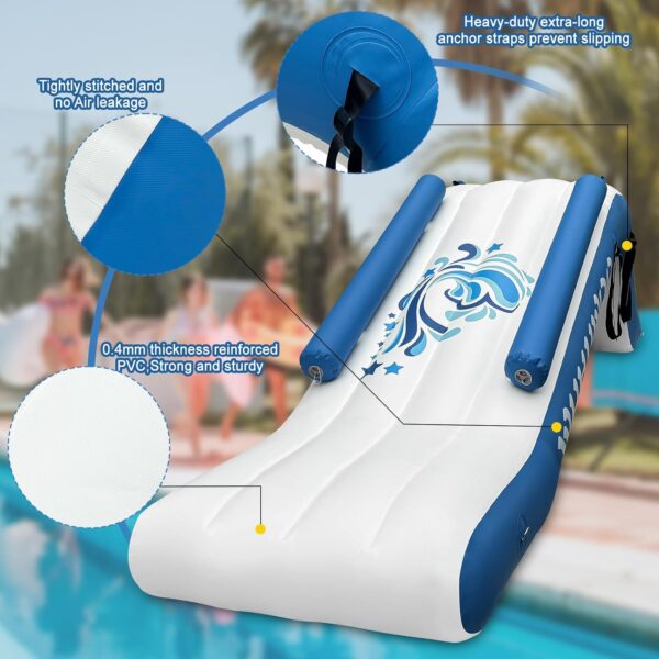 D7695161-4388-5721-4CC8-0188A8335CEF.jpg Pontoon Waterfall Slide. Inflatable Pontoon Boat Water Slide for Kids Backyard Pool Sea. Electric Air Pump & Storage Bag