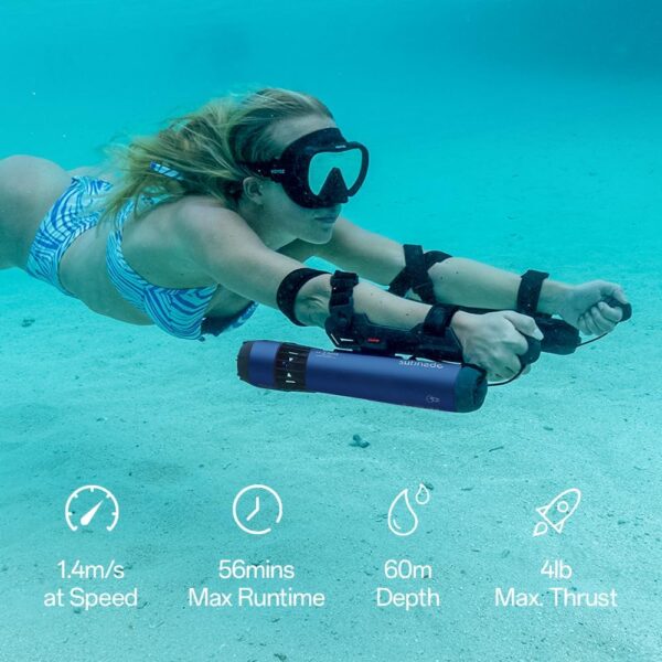 D8C5DD0A-1125-1ED3-9987-98C89C107F36.jpg Waydoo Subnado Underwater Scooter Lite. Water Sports Diving Scooter with Removable Handle. Compact and Portable Water Scooter for Adults&Kids. Scuba Diving Snorkeling Sea Scooter Multiple Uses. Blue