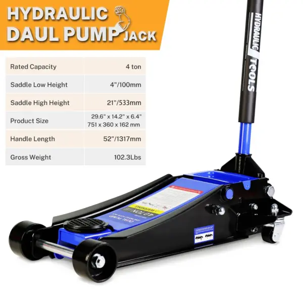 DB341A41-EFEC-EA52-9E2D-219E5670337E.webp 4-Ton Floor Jack. Low Profile Car Jack. Heavy-Duty Trolley Jack Car Lift with Dual Pump Pistons. Lifting Range 4"-21". 8000LBS