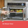 Crisp 'N Bake Air Fryer Toaster Oven Combo. 12 in 1 Countertop Convection Oven Cooks Food Fast. Fits a Whole Pizza or 6 Toast Slices. French Doors with Stainless Steel Finish