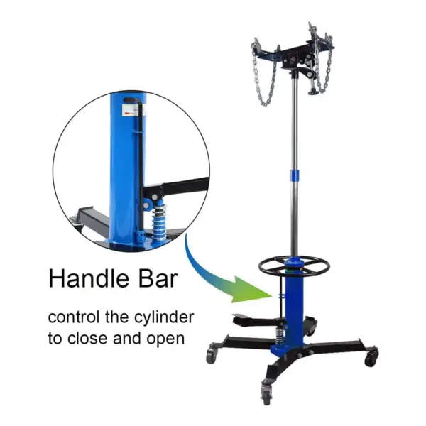 E0FDC31F-5CE3-5DB7-1068-A9EE9C53ABD8.webp 1660 Pounds Hydraulic Car Transmission Jack Vertical Lift with 360° Swivel Wheel Pedal .Blue.33"-70"(0.75Ton)