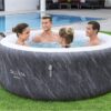 Bestway SaluSpa Fiji AirJet Large Round 2 to 4 Person Inflatable Hot Tub Portable Outdoor Spa with 120 AirJets and EnergySense Cover. Grey
