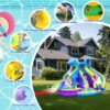 11-in-1 Inflatable Water Slide & Dolphin Bounce House w/2 Long Slides. 19.7 Ft x 13.1 Ft Extra Large Waterslide Climbing Wall w/Small Deeper Pool.Water Cannons.Hoop for Kids Backyard.550W Blower