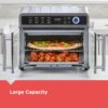 Crisp 'N Bake Air Fryer Toaster Oven Combo. 12 in 1 Countertop Convection Oven Cooks Food Fast. Fits a Whole Pizza or 6 Toast Slices. French Doors with Stainless Steel Finish