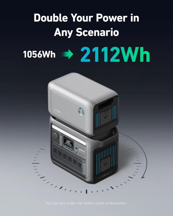 EC0034C7-2C4E-9C27-4EF0-B1EA6B62234D.jpg Anker SOLIX C1000 Portable Power Station with 200W Solar Panel. 1800W Solar Generator. 1056wh LFP (LiFePO4) Battery. 6 AC Outlets. Up to 2400W for Home. Power Outages. and Outdoor Camping