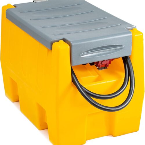 TECSPACE 58 Gallon Gasoline Tank. Portable Fuel Tank with 12V Electric Fuel Transfer Pump. 40 GPM Gasoline Fuel Tank with 4 Meters Hose for Gasoline Transportation (Yellow. 58 gal)