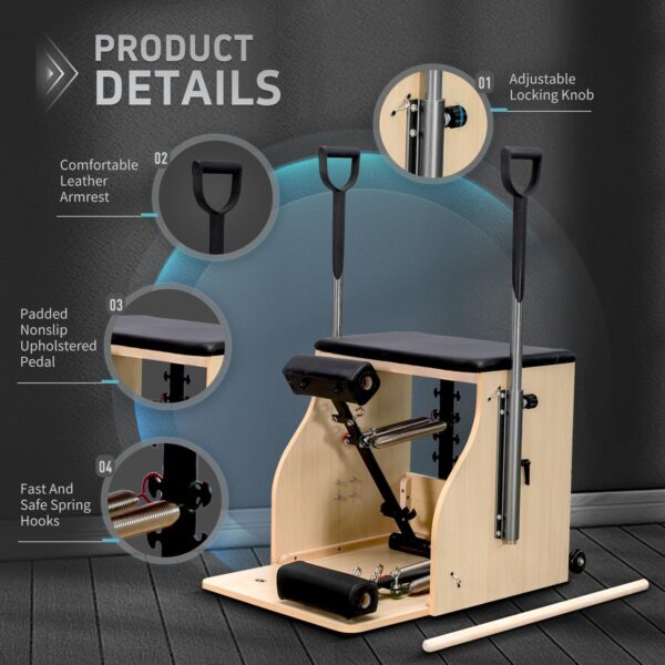 F031F20D-85A6-457E-6BE7-0D34E6B51115.jpg Pilates Chair. Split-Pedal Stability Combo Chair with Handles.Pilates Reformer Machine.Pilates Equipment for Home Or Studio Use