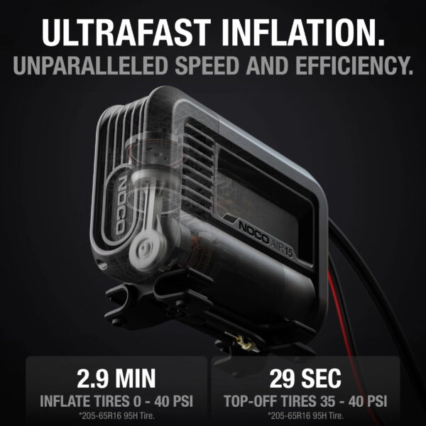 F251A22D-CFE8-0A92-590C-FAF5425852EE.jpg UltraFast 15A Tire Inflator. 12V Portable Air Compressor Pump. Rated at 80 PSI. Inflates Tires from 0-40 PSI in 2.9 Minutes with a Digital Gauge. Smart Pressure and Auto-Shutoff