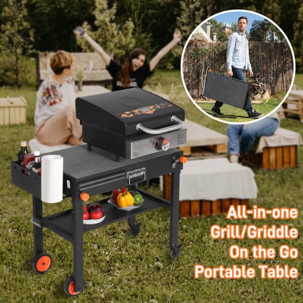 F2AA9BDA-0CB4-413D-1548-48AEDE5F8FE5.jpg Portable Outdoor Grill Table. Folding Grill Cart Solid and Sturdy. Blackstone Griddle Stand Large Space. Blackstone Table with Paper Towel Holder. Grill Stand for Blackstone Griddle. Ninja Grills etc