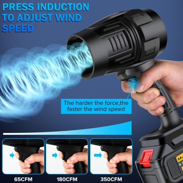 F2DE1901-626F-D15E-4C70-2F95A1111FD6.jpg Electric Cordless Leaf Blower. Handheld Electric Leaf Blower. Mini Jet Dry Blower Fan with 2 Packs 2.6Ah Batteries and Charger. Violent Turbo Jet Blower for Lawn. Patio. Outdoors. Car. Home