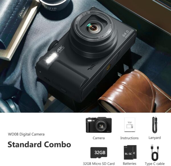 F63B4859-BCC5-3013-BA98-9F8634ADBA63.jpg 4K Digital Camera for Photography. 64MP Vlogging Camera for YouTube with 3" 180° Flip Screen. 18X Digital Zoom Point and Shoot Camara with 32GB Micro SD Card for Beginner (Black)