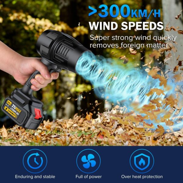 F663DF0A-CDCD-5693-0DE9-65281CD2170C.jpg Electric Cordless Leaf Blower. Handheld Electric Leaf Blower. Mini Jet Dry Blower Fan with 2 Packs 2.6Ah Batteries and Charger. Violent Turbo Jet Blower for Lawn. Patio. Outdoors. Car. Home